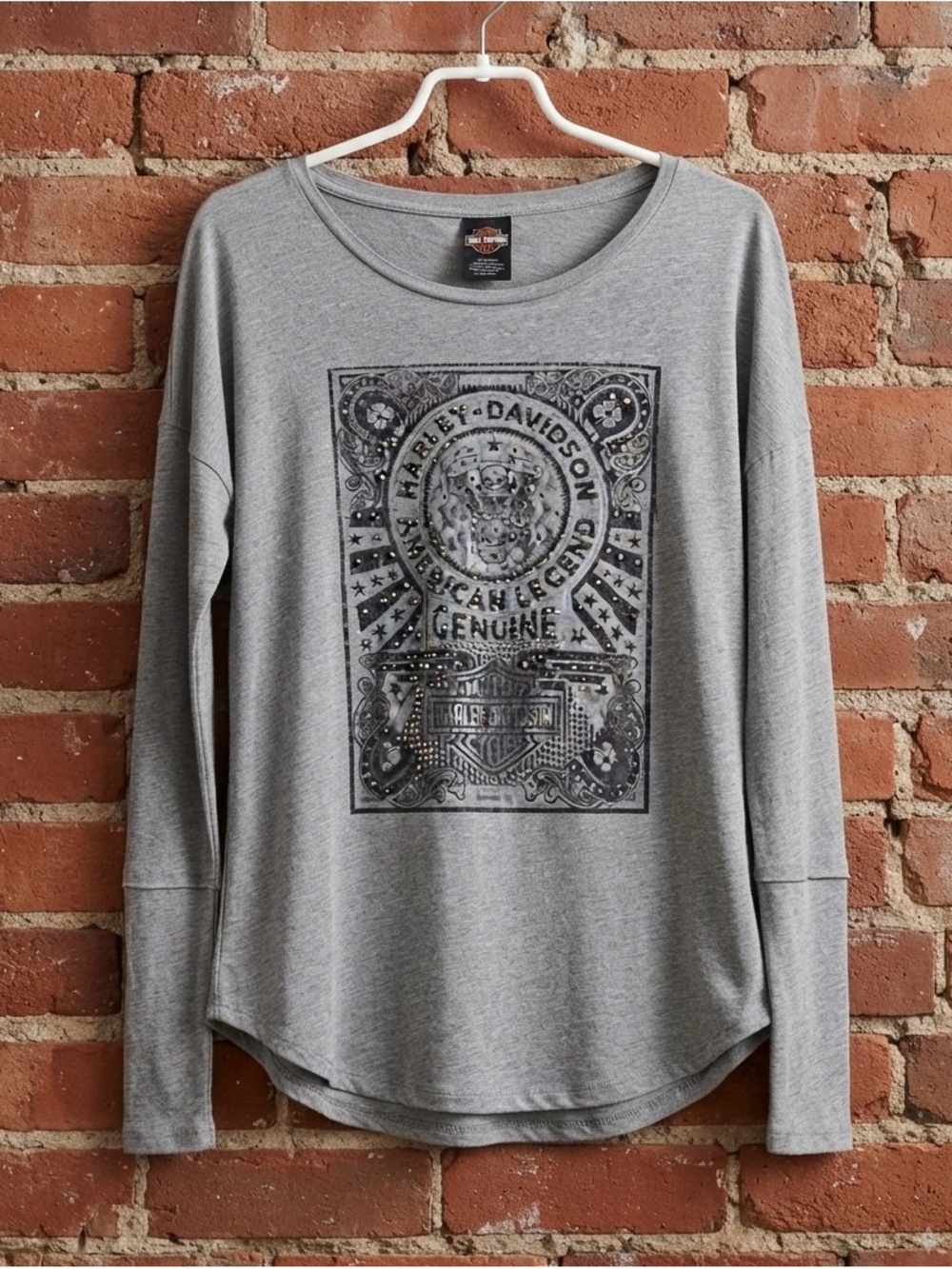 Harley-Davidson Light Gray Long-Sleeve Graphic Tee